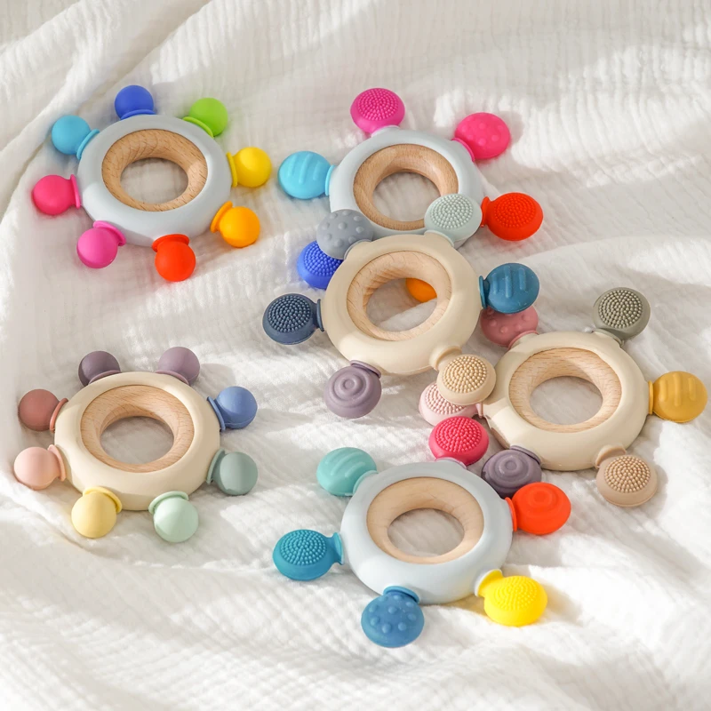 New Design Silicone Teething Infant Chewing Newborn Accessories Cartoon Rudder Shape Baby Toys Food Grade Wooden Ring Stuff New Design Silicone Teething Infant Chewing Newborn Accessories Cartoon Rudder Shape Baby Toys Food Grade Wooden Ring Stuff