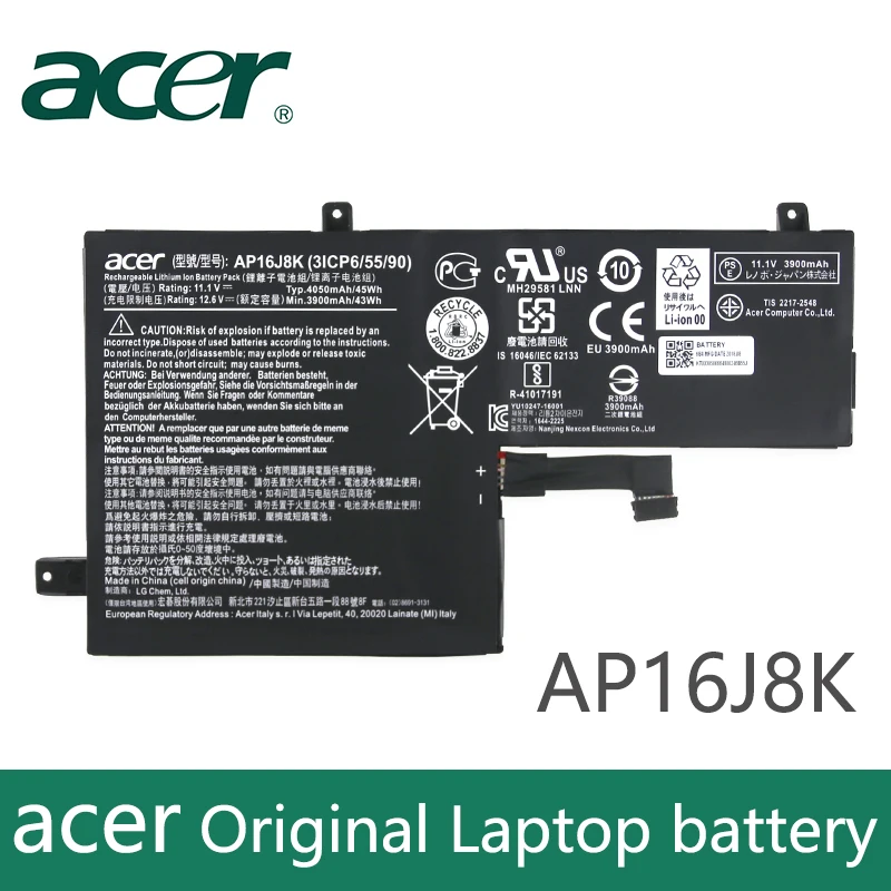 Оригинальный аккумулятор для ноутбука acer C731 3ICP6/55/90 AP16J8K серии Tablet 11 1 V 45wh |