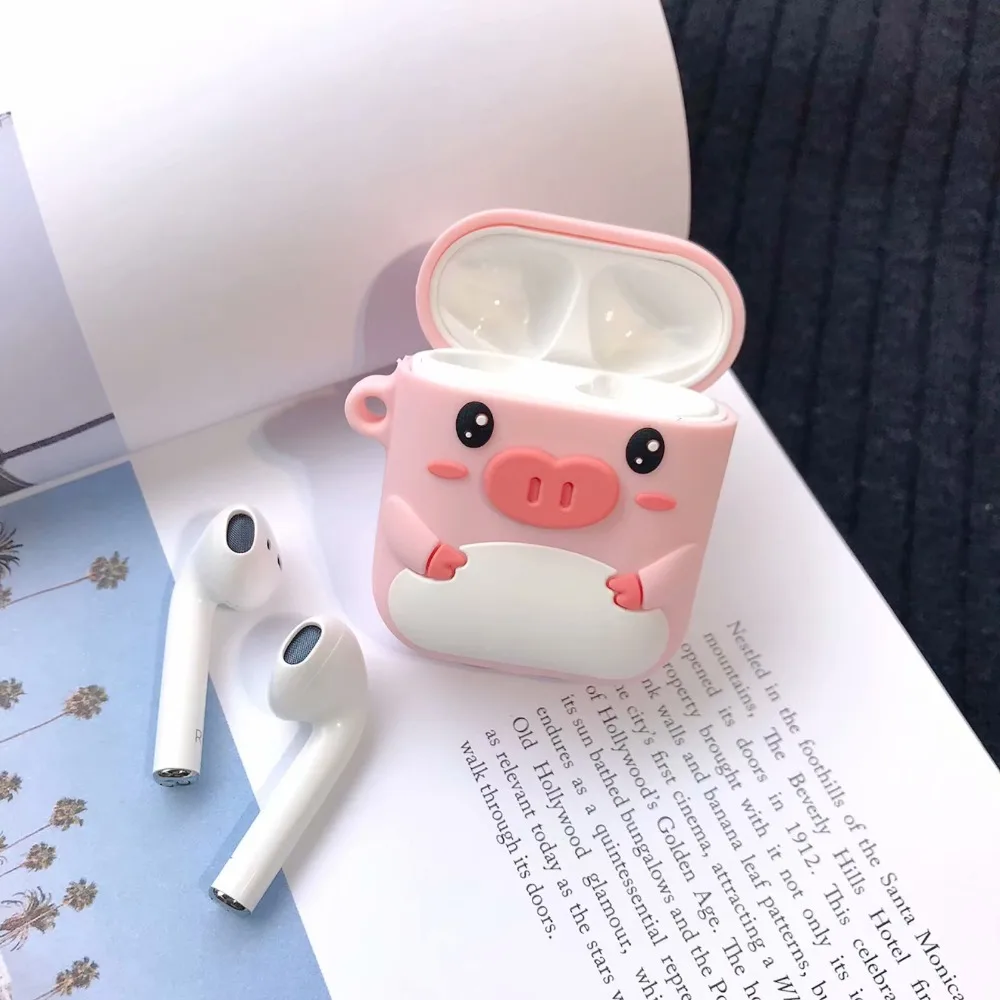 Чехол для Apple airpods чехол силиконовый чехол airpods чехол с брелок для ключей для Apple AirPods мультяшный наушник