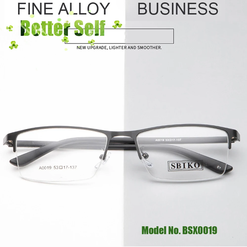 

Business Eyeglasses 2020 Men's Metal Eyeglasses Frame Half Rim Rectangle Alloy Optical Can Equip Myopia Glasses Lens New BSX0019