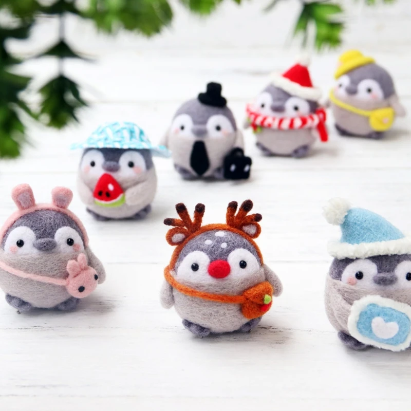 

Cute Animal Cartoon Wool Doll Felt Craft DIY Unfinished Poked Handcraft Kitting