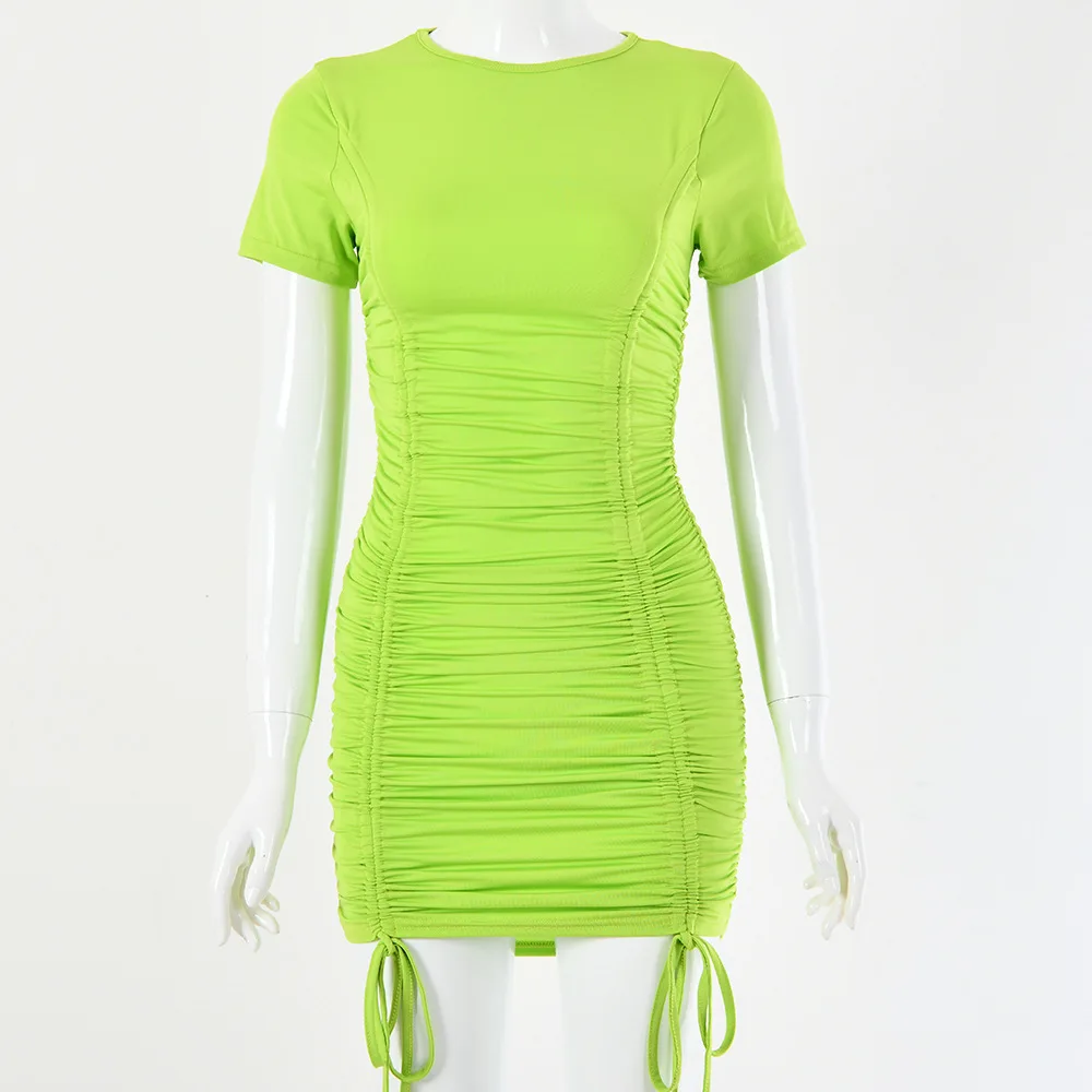 

Woman Dress 2020 Spring Summer Round Neck Woman Dress Package Hip Bodycon Dress Women Sexy Dresses Party Night Club/Robe Dress