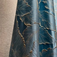 blue embossed gold silk leaf curtains modern light luxury living room bedroom blackout curtain butterfly bead tulle custom 4