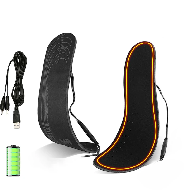 Стельки унисекс с электрическим подогревом зимние зарядкой от USB удобные для