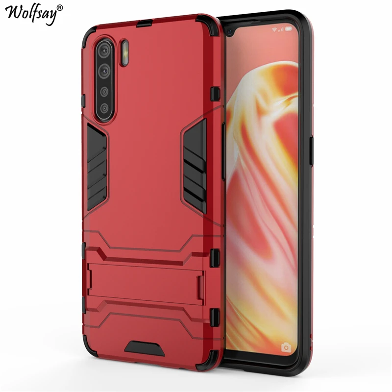 wolfsay case for oppo a91 cover slim pc soft rubber armor case for oppo a91 case phone holder stand fundas oppo f15 bumpers free global shipping