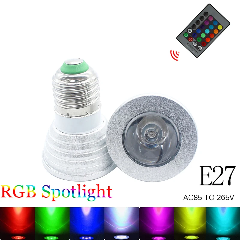 E27 E14 GU10 Светодиодный лампочки 3 Вт 5 RGB пятно 16 Цвет светодиодный светильник AC85 265V