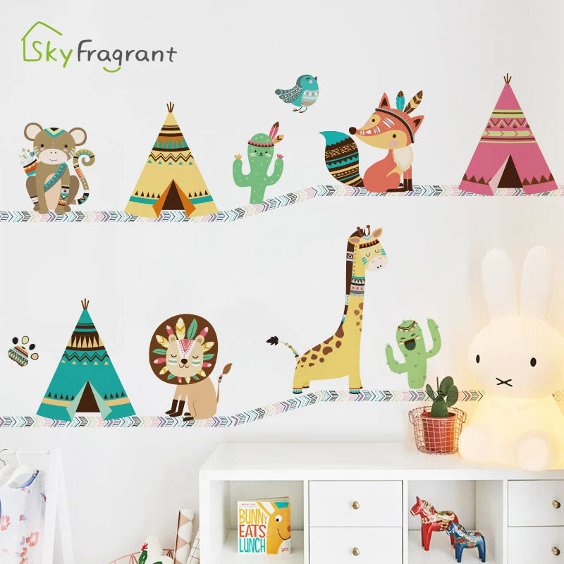 Креативные декоративные наклейки с мультяшными животными для детской комнаты на