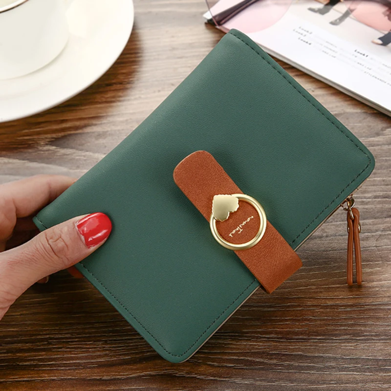 

Fashion Women Short Purses Vintage PU Leather Lady Snap Fastener Short Clutch Wallet Small Matte Women Wallet Female Purse