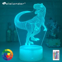 new 3d dinosaur lamp remote control touch switch change color dinosaur night light bedroom bookcase home decor table luminaire