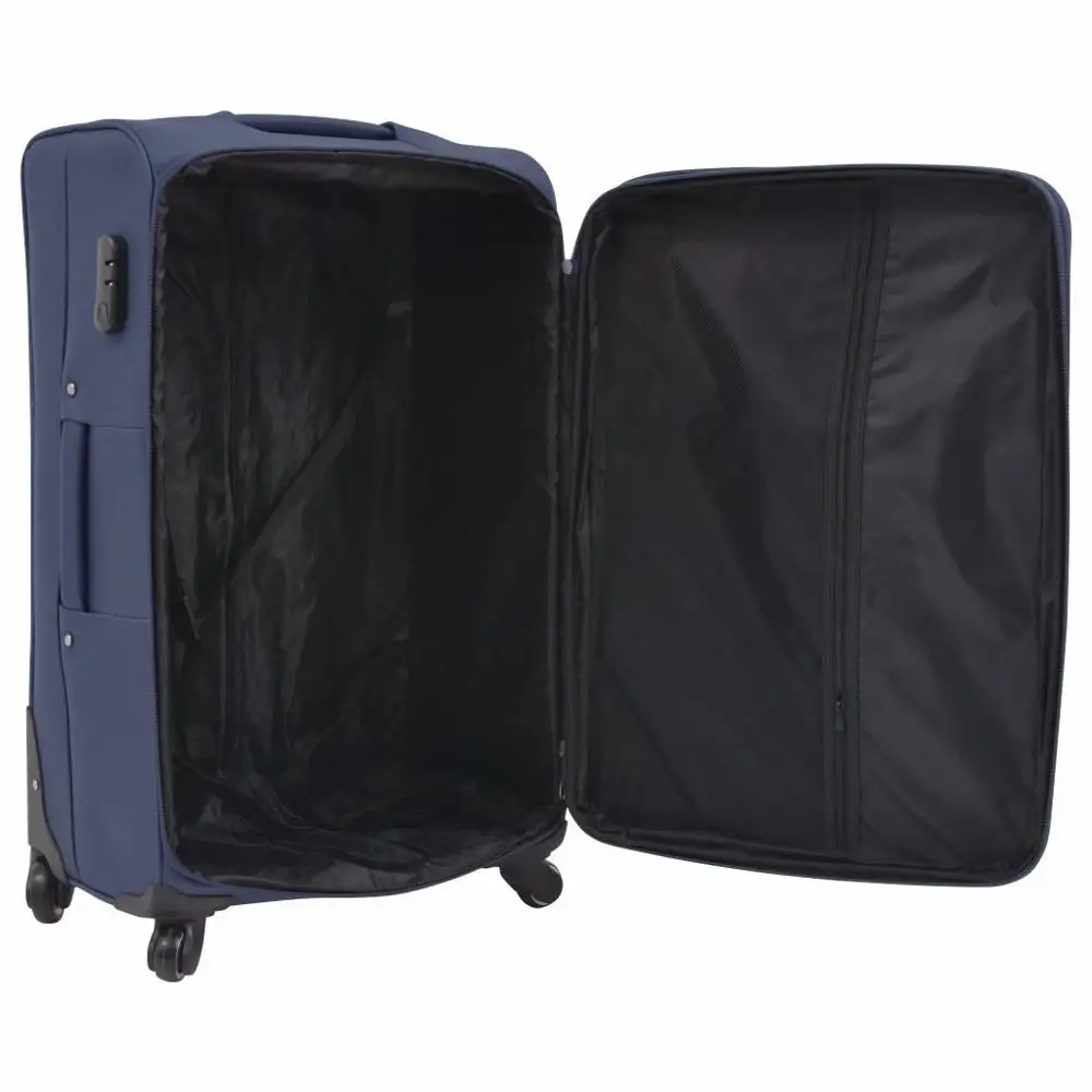 【USA Warehouse】3 Piece Soft Case Trolley Set Navy Blue