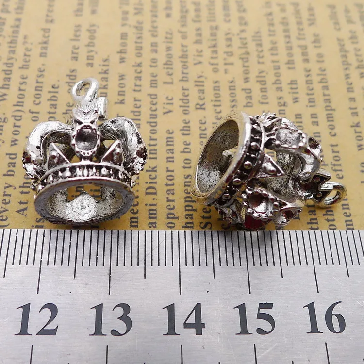 

50pcs Crown Charms 19mm x 24mm DIY Jewelry Making Pendant Antique Silver Color