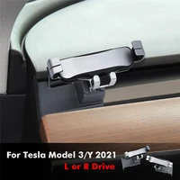 car mobile phone holder for tesla model 3 y 2021 left right drive clip cell phone mount gps stand navigation bracket accessories