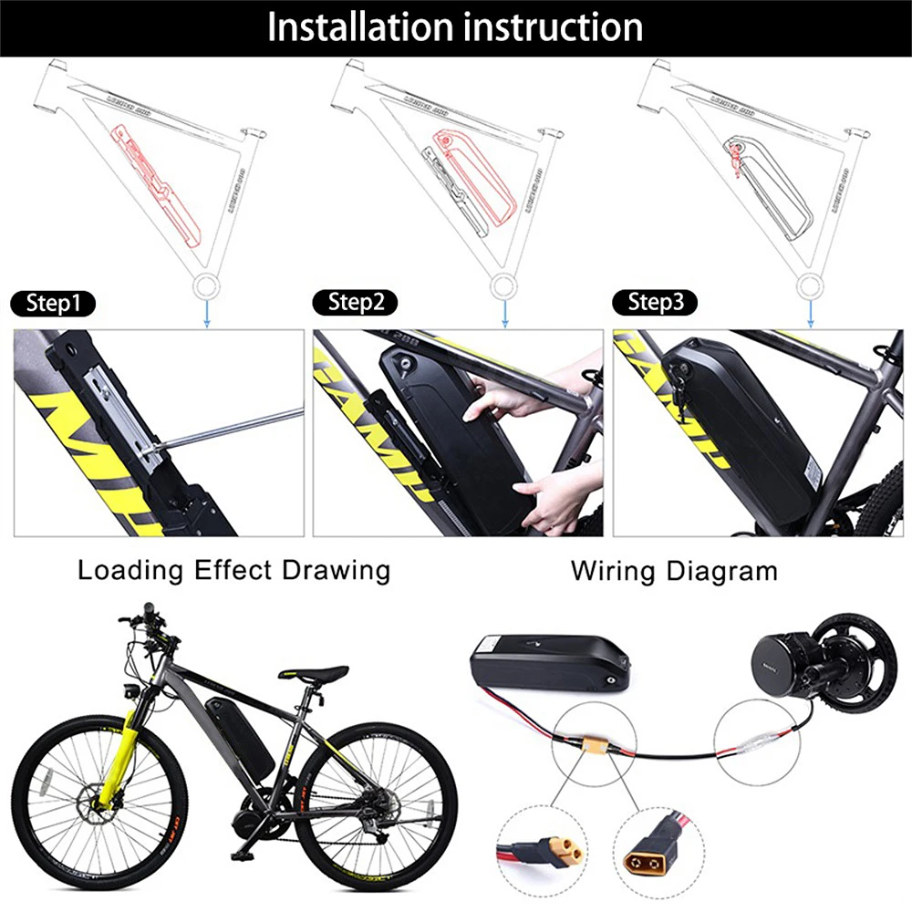 

Electric eBike Battery Hailong Samsung 18650 Cells Pack 52V 14Ah 48V 36V 12Ah 15.6Ah 17.5Ah Powerful Bicycle Lithium Battery