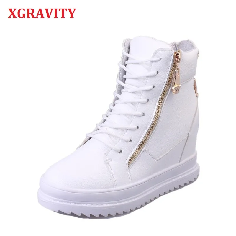 

XGRAVITY 2020 осенние элегантные модные женские ботинки на невидимом высоком каблуке, женские ботинки из искусственной кожи, женские короткие бо...