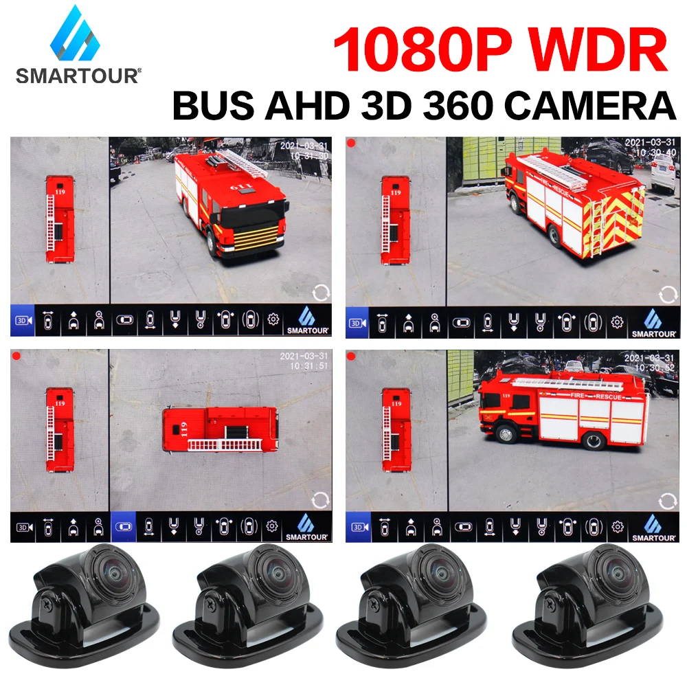 1080P 3D рыбий глаз 360 вид с птицы объемный автомобиль DVR камера система для пожарного