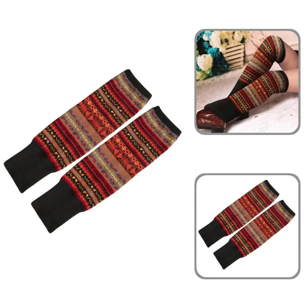 

1 Pair Water Absorption Acrylic Fiber Casual Bright Color Bohemia Leg Warmers Winter Leg Warmers for Riding