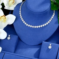 be 8 round shape wedding bridal cz choker necklace earring jewelry sets luxury dubai white gold jewellery bijoux femme s509