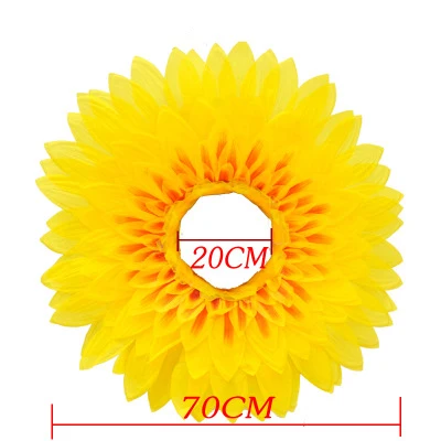 70cm Вечерние аксессуары с цветочным узором, головной убор, маска клоуна, Подсолнух, спорт, церемония открытия, прием рук, реквизит для танцев с цветами - Цвет: 70cm