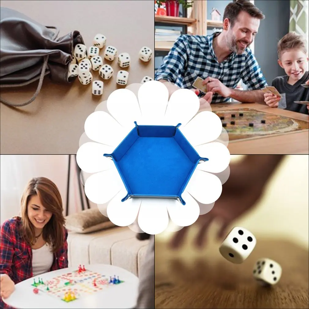 Складная кости лоток коробка из искусственной кожи складной шестигранный монета