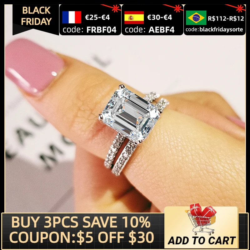 

2021 new trendy heart original 925 sterling silver wedding ring set for women lady anniversary gift jewelry wholesale R5149