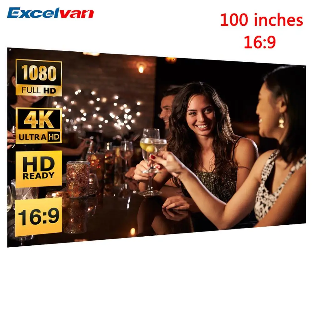 Складной проектор для кино экран проекции спереди 100 дюймов 16:9 4K Ultra HD