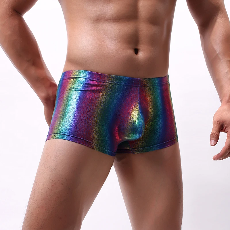 Мужские боксеры радужные высокие эластичные сетчатые с низкой талией модные