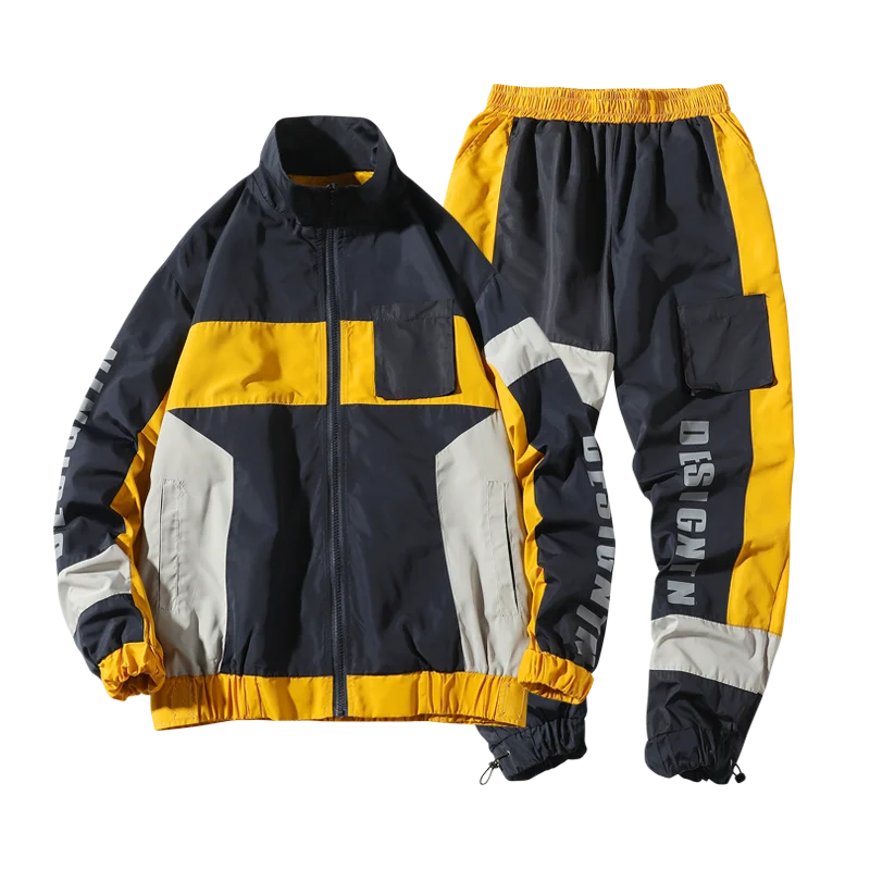 

New men's jacket pants suit 2-piece long-sleeved running suit hip-hop casual mens clothing trendy street workwear sportswear