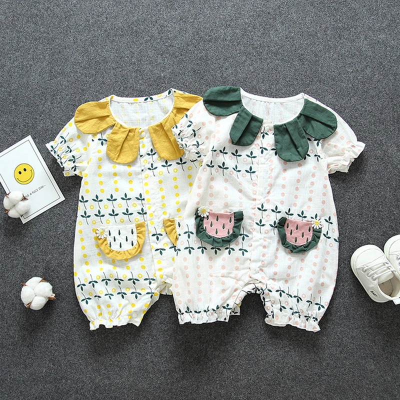 

IENENS Fashion Girl Rompers Short Sleeves Clothes Baby One-pieces Newborn Girls Jumpsuits 0-18 Months Summer Clothing Sets