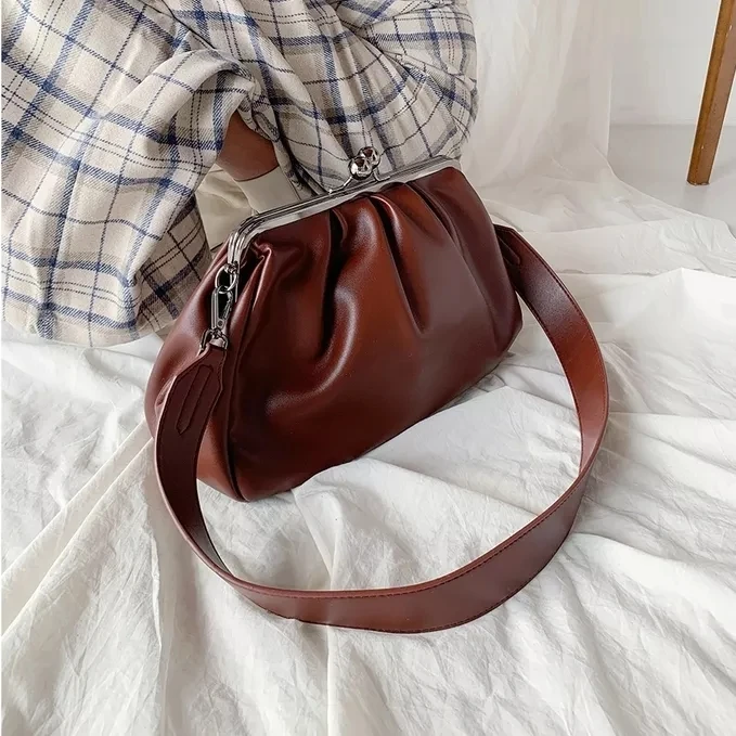 

Vintage women Shoulder bags Kiss Lock Shell Crossbody Bags fow female Crossbody Bags Pu Leather Handbags Phone Purse bolsas