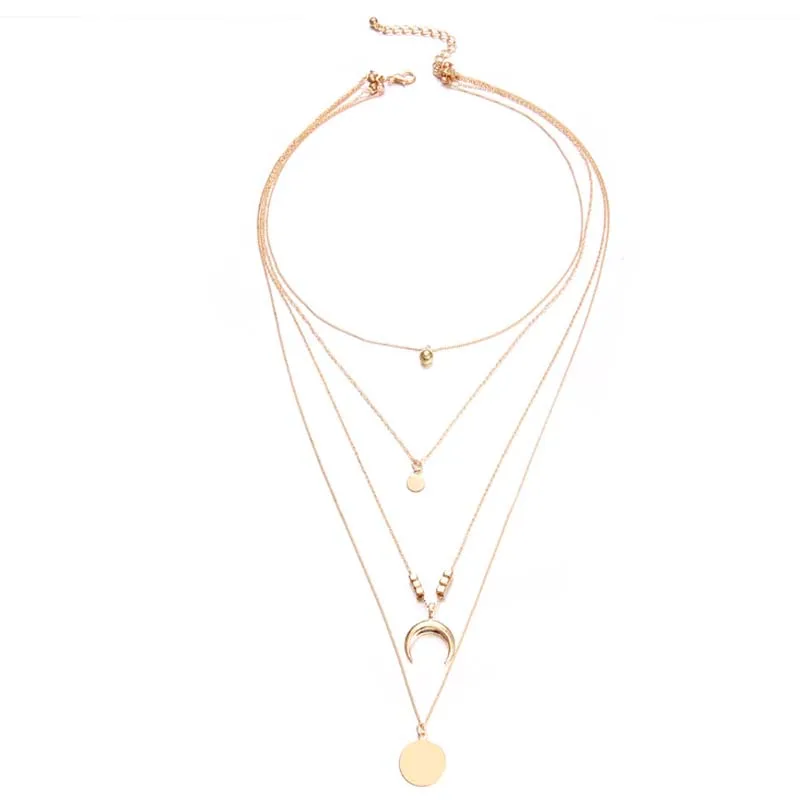 Винтажный Золотой Серебряный цветной многослойный кулон ожерелье с бисером и