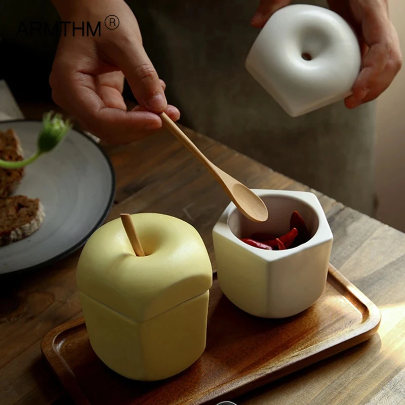 

Fruit Seasoning Bottle Apple Pear Kitchen Seasoning Bottle Seasoning Box Ceramic Seasoning Jar Christmas Gift Spice Jars