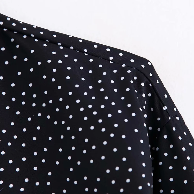 Женская белая блузка в горошек с цветочным принтом рубашка длинным рукавом и