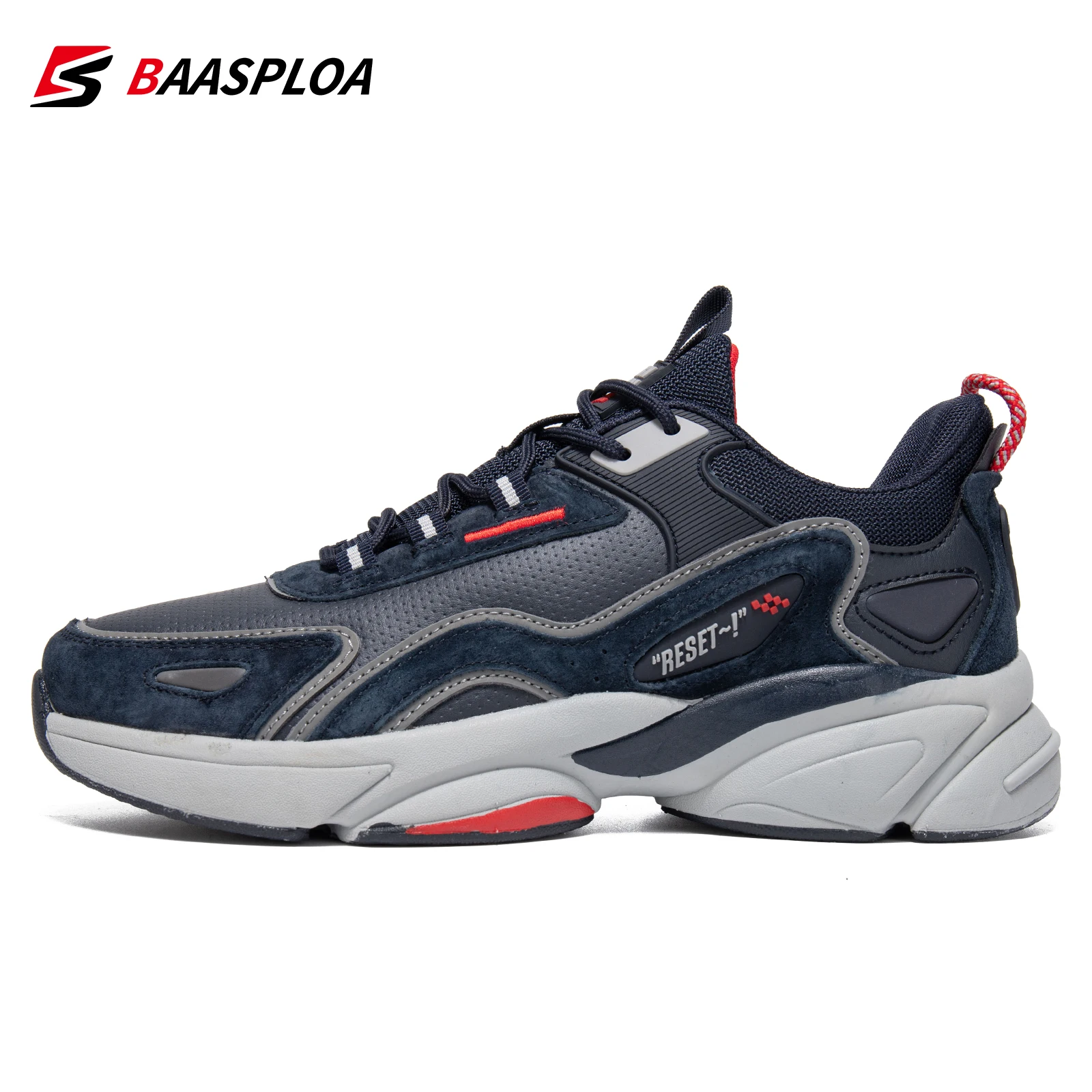 Baasploa-Zapatillas de correr ligeras para hombre, zapatos informales de cuero de diseñador, con cordones, para deportes al aire libre, tenis, 2022