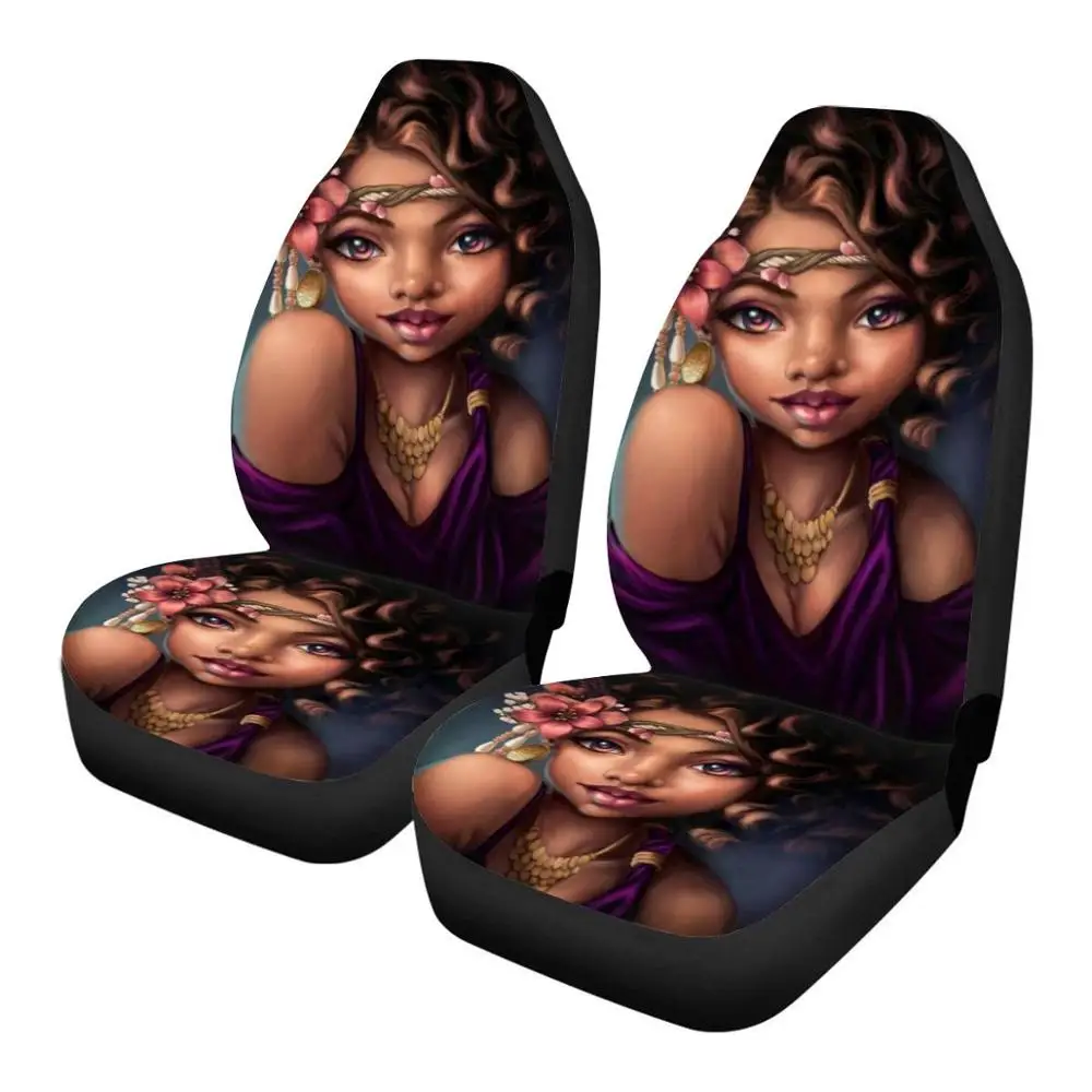 Miglior HUGSIDEA 2 Pezzi Art Black African Girl Design Universal Car Front Seat Covers Protector Cover Cuscino Pad Mat Auto Interior Decor