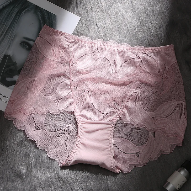 Red shrimp Ropa interior femenina трусики сексуальное женское нижнее белье плюс размер 5XL кружевные цветочные прозрачные полые женские трусики - Цвет: Red shrimp