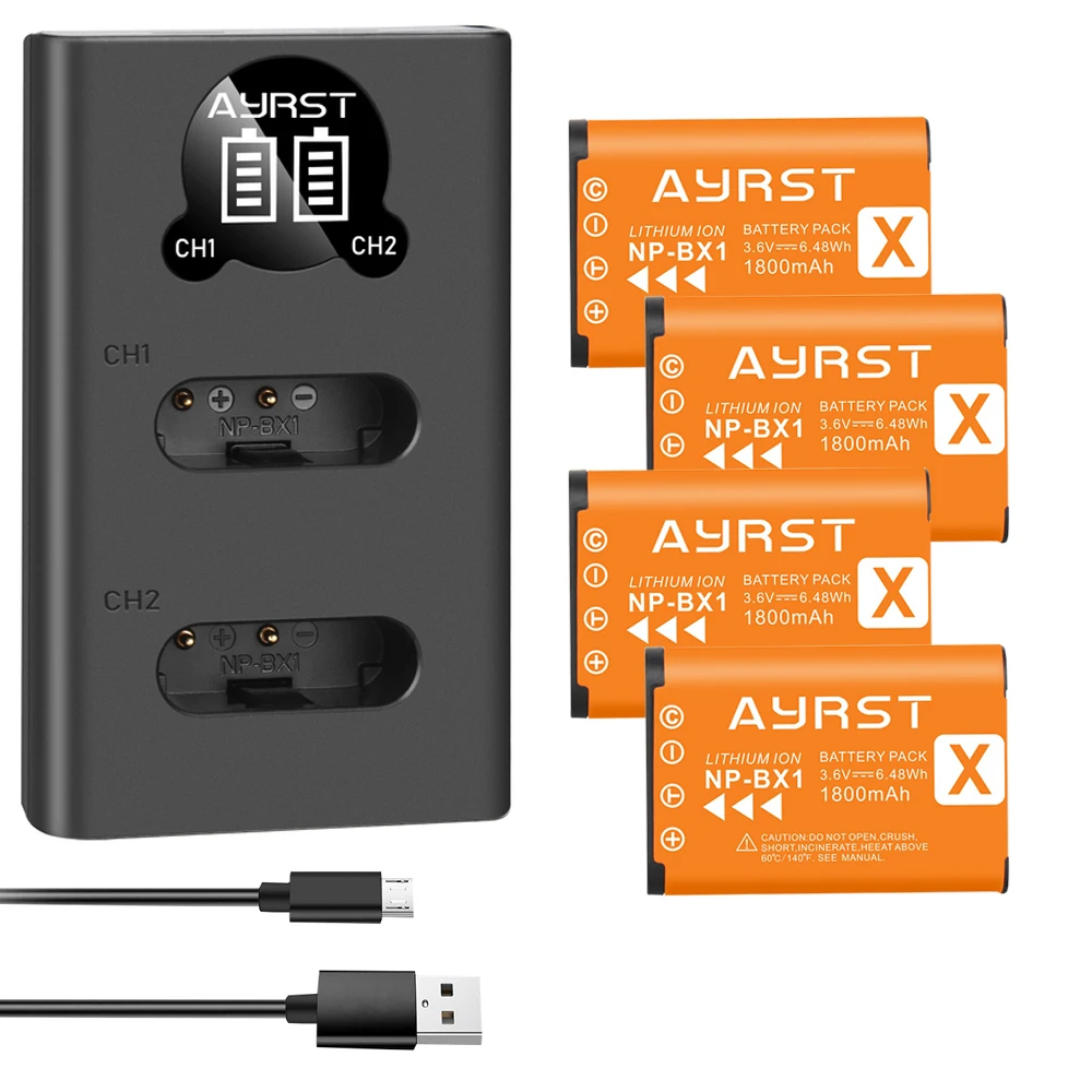 

Аккумулятор NPBX1 NP-BX1 на 1800 мА · ч для зарядного устройства Sony HX300/HX400/HX50/HX60/GWP88/AS15/WX350/DSC RX1/RX100/AS100V/M3 + LED USB BX1