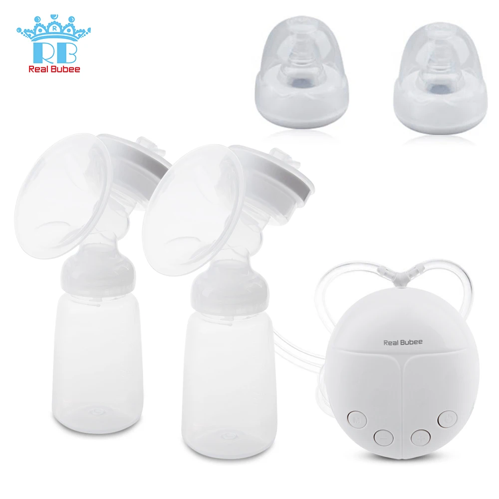 Real Bubee BPA Free, Электрический двойной молокоотсос для женщин, грудное вскармливание для младенцев, бутылочка для всасывания молока, USB молокоотсосы