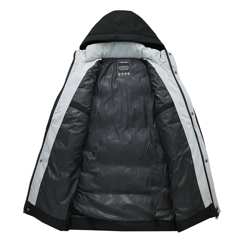 

Size XXXL Plus 4XL Snow Long Men Parka Hooded Waterproof Casual Pacthwork Winter Coat Jacket Men Regular Zippers Warm