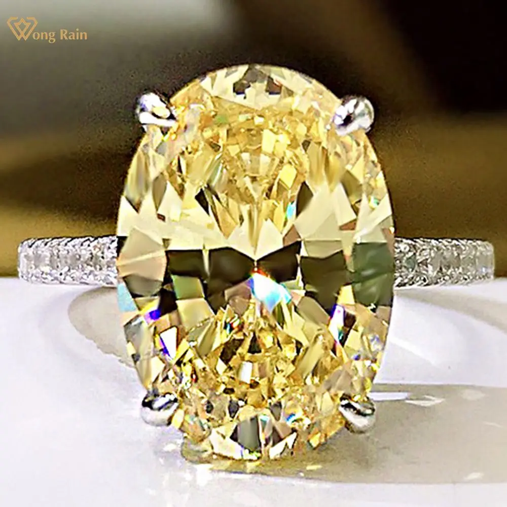 

Wong Rain 925 Sterling Silver Oval Cut Citrine Pink Sapphire Created Moissanite Wedding Engagement Classic Rings Fine Jewelry