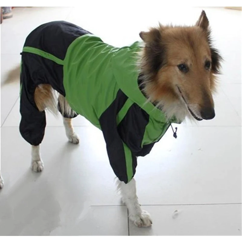 Зеленый красный непромокаемый плащ для собаки дождевик большой одежда с принтом