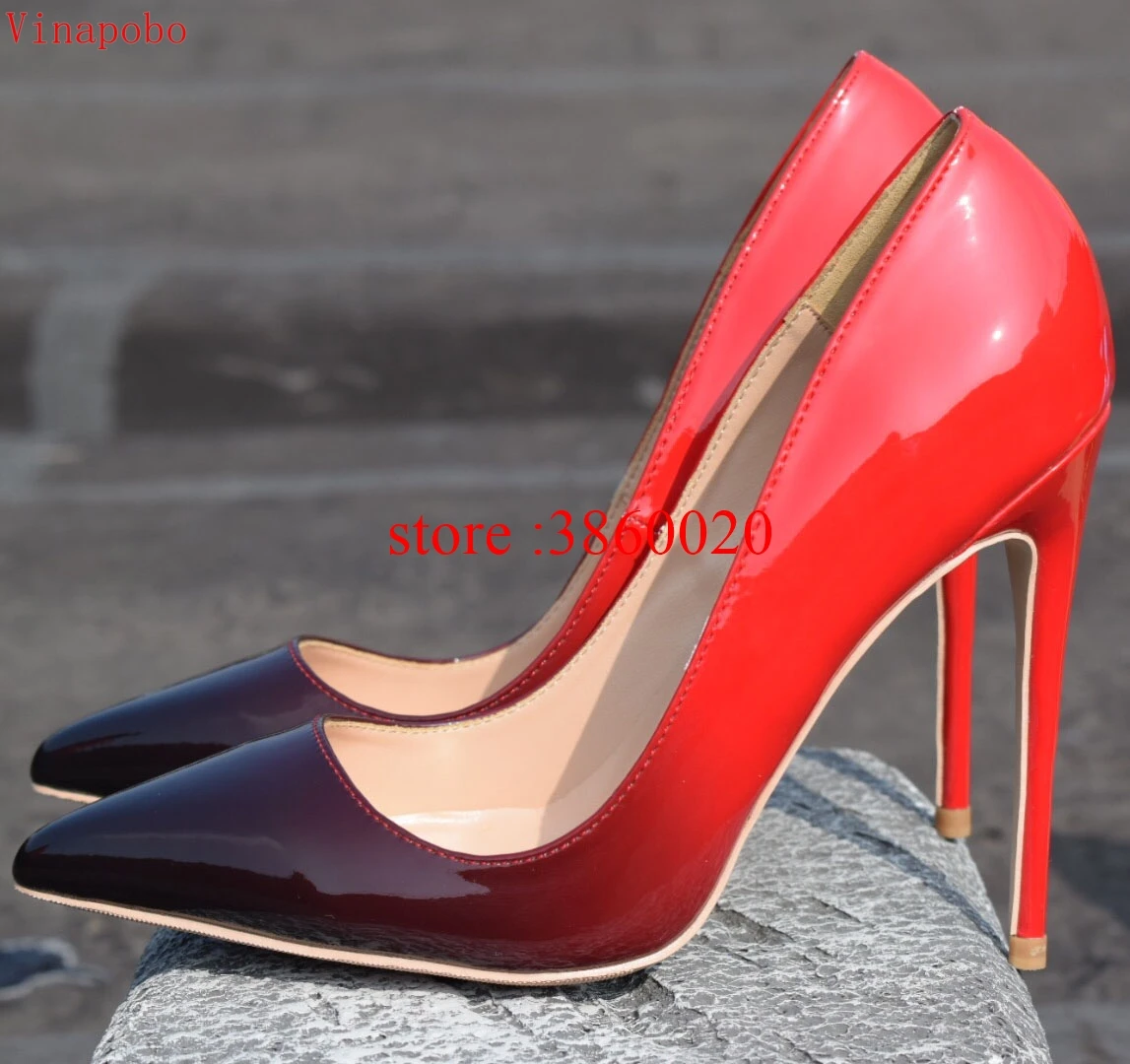 Low price Hot Selling Women Shoes Pointed Toe Pumps Patent Leather Dress 8CM High Heels Shoes Shadow Wedding Shoes Zapatos Mujer images - 6