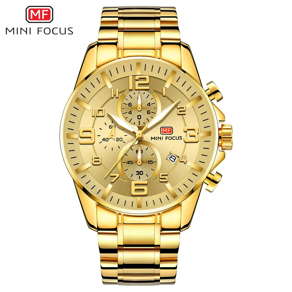 

MINI FOCUS Watches Mens 2020 Top Brand Luxury Gold Watch Calendar Waterproof Chronograph Multi Function Business Horloges Mannen