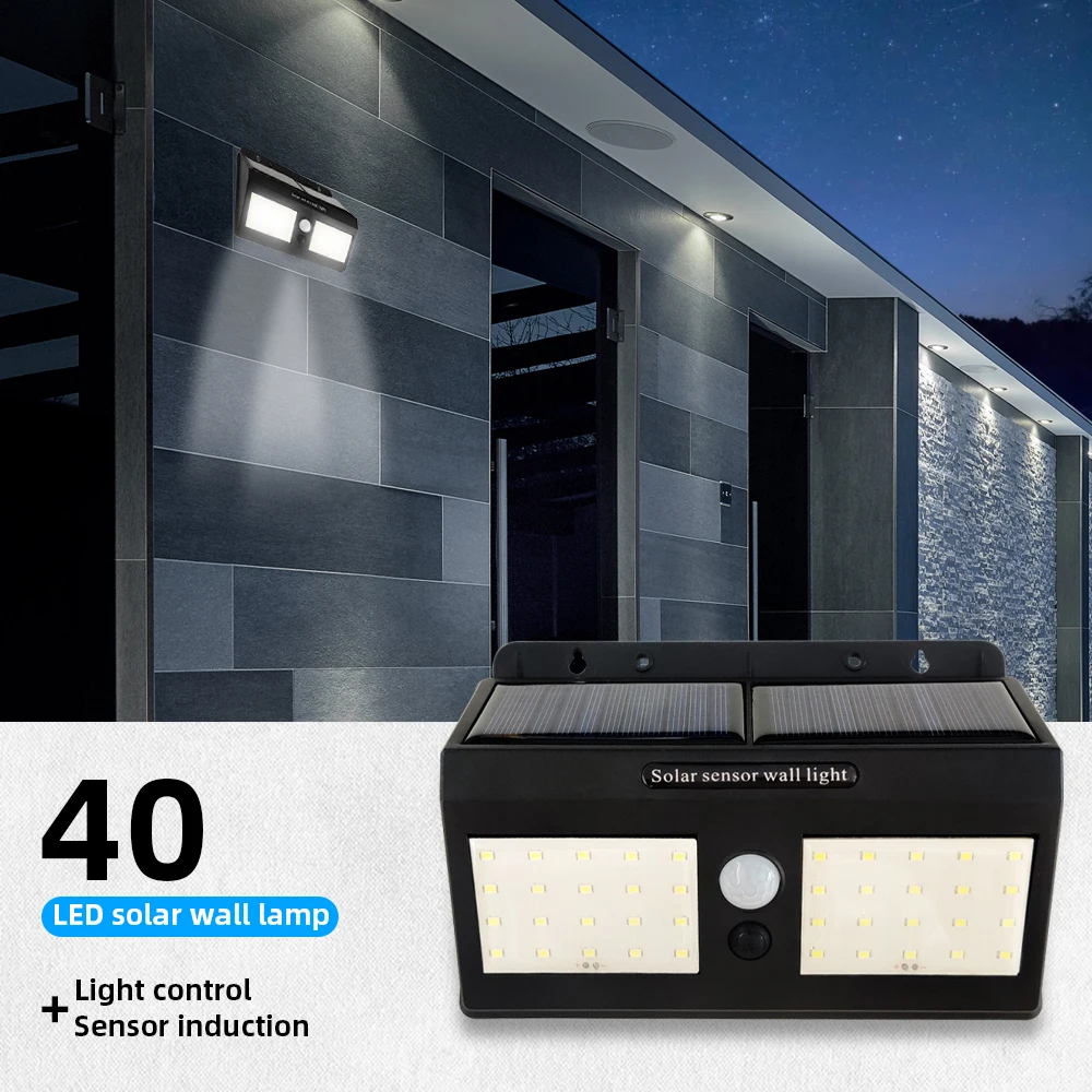 Водонепроницаемый 40 светодиодный светильник на солнечных батареях уличный с