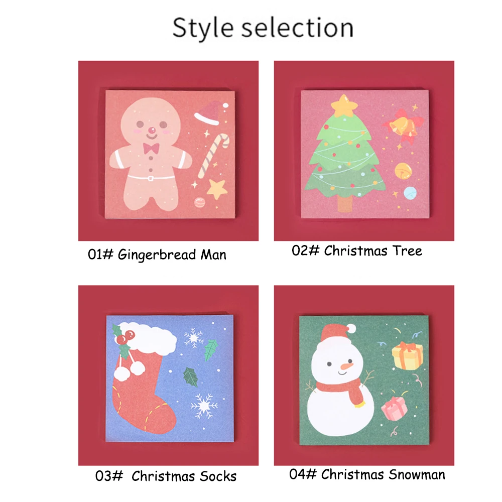 

50sheets Christmas Sticky Notes Cute Snowman Christmas Tree Stocking Memo Pad Message Notepad Paper Memo Stationery
