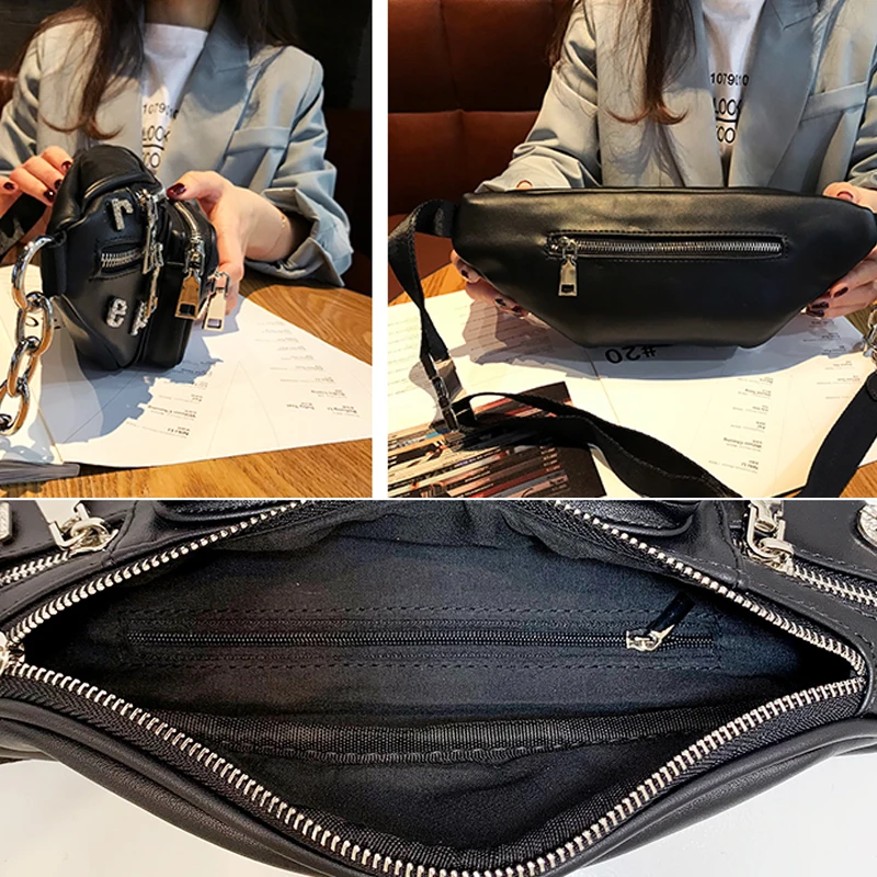 

Diamond Ita Women's Belt Bag Fanny Pack Women's Crossbody Bag Black Luxury Sac Femme Chest Shoulder Bolsos Para Mujer