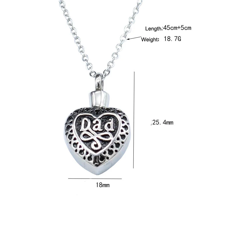 Ретро Открытое сердце папа подвеска урна ювелирные изделия Мемориал зола после