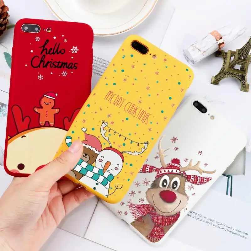 Новогодние чехлы для телефонов с рождественским оленем iPhone 11 Pro X XR XS Max 7 8 6 6S Plus 5 5S