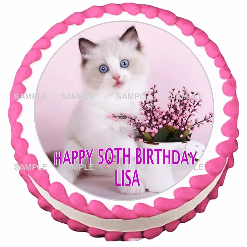 Милая кошка съедобный Топпер для торта вафель рисовая бумага печенья кексов