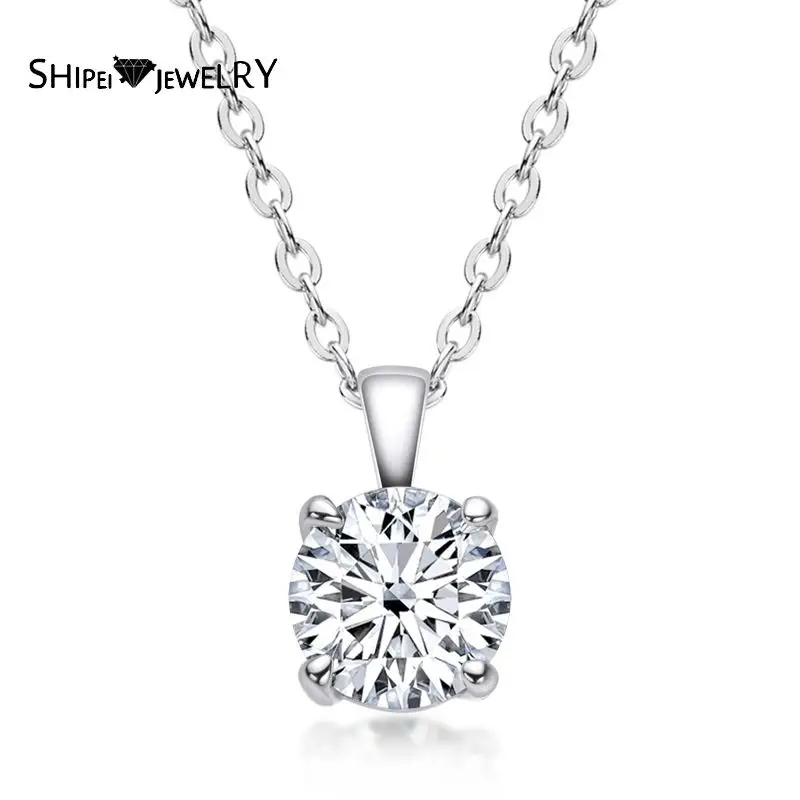 

Шипай 100% 925 стерлингового серебра круглой огранки 1Ct создан Муассанит Свадебные обручальные кольца ювелирные изделия Романтический кулон о...