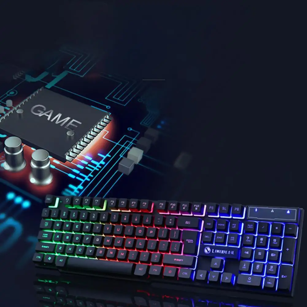 

2Pcs/Set GTX300 Keyboard Mouse Wired Colored Backlight Plastic Gaming Keyboard Set for Computer Keyboard Mouse Wired Gaming Keyb